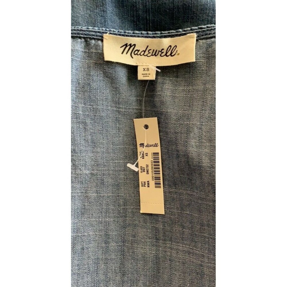 Madewell Wrap Dress Blue Chambray Size XS New NWT Short Sleeve RARE HTF - Picture 6 of 8